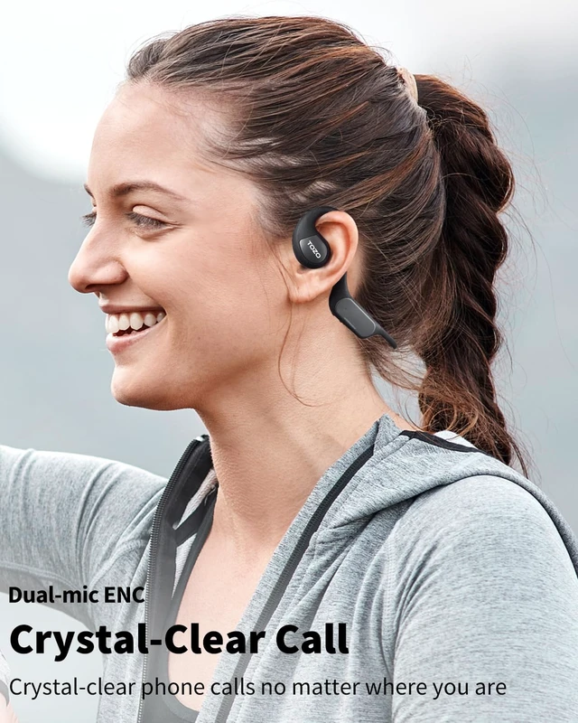 Alt view image 4 of 7 - Air Conduction Open Ear Headphones, Bluetooth 5.3 Sport Earphones 32 APP EQ Modes, Dual Mic Noise Reduction, Premium Sound Quality, Secure Hair Band Design For Cycling, Outdoor Sports Black