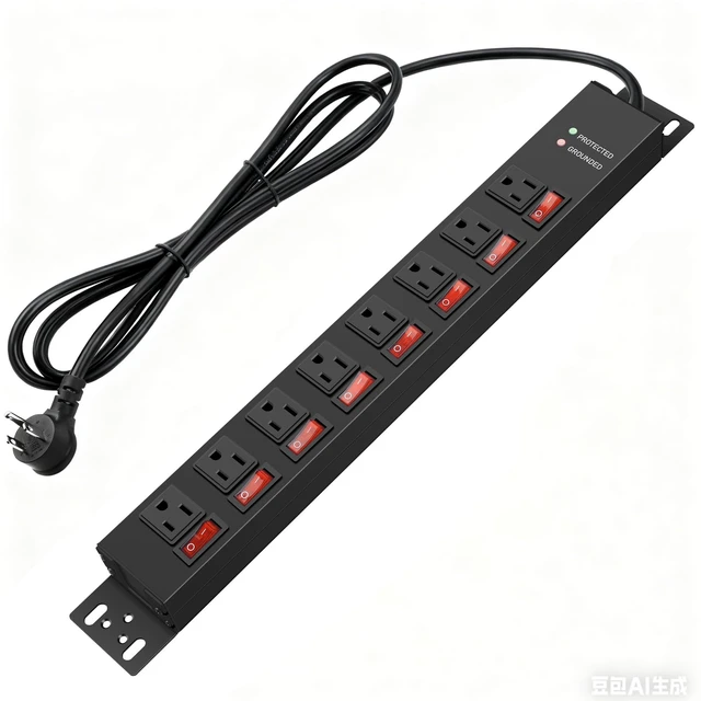 Alt view image 7 of 7 - Rack Mount PDU Power Strips,8 Outlet Surge Protector,Individual Switches,1.5U Rackmount Server Racks,14AWG Heavy Duty Extension Cord,15A 125V 1875W (Standard Power Cord, 12 FT Cable)