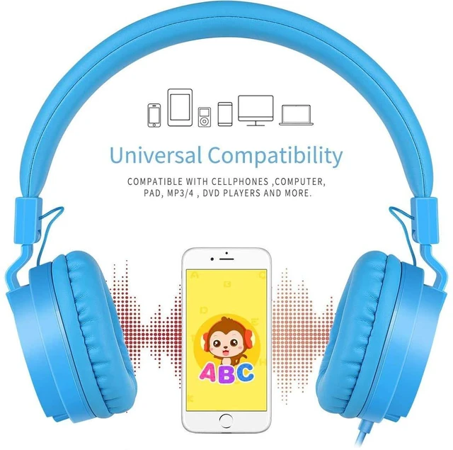 Alt view image 3 of 7 - Kids Headphones, Lightweight Stereo Wired Children's Headsets for Kids Adults Adjustable Headband Toddler Headset for Smartphones Computer Pad Earphones