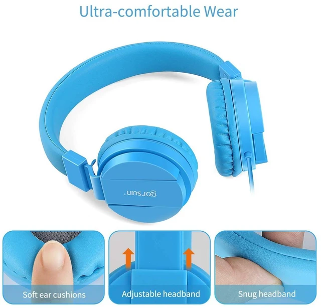 Alt view image 2 of 7 - Kids Headphones, Lightweight Stereo Wired Children's Headsets for Kids Adults Adjustable Headband Toddler Headset for Smartphones Computer Pad Earphones