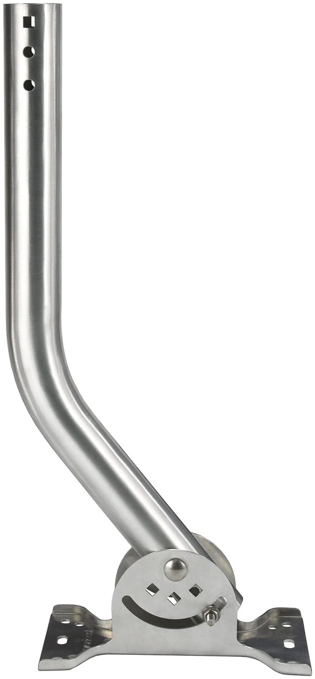 Main image of J-Max Pivot/Lock Antenna Mount Pole, Rustproof Aluminum, 1.5"x18" Pro-Grade Universal Outdoor Adjustable & Reversible J-Pole Antenna Mounting Pole Mast Bracket for Wall, Eave or Roof Mounting
