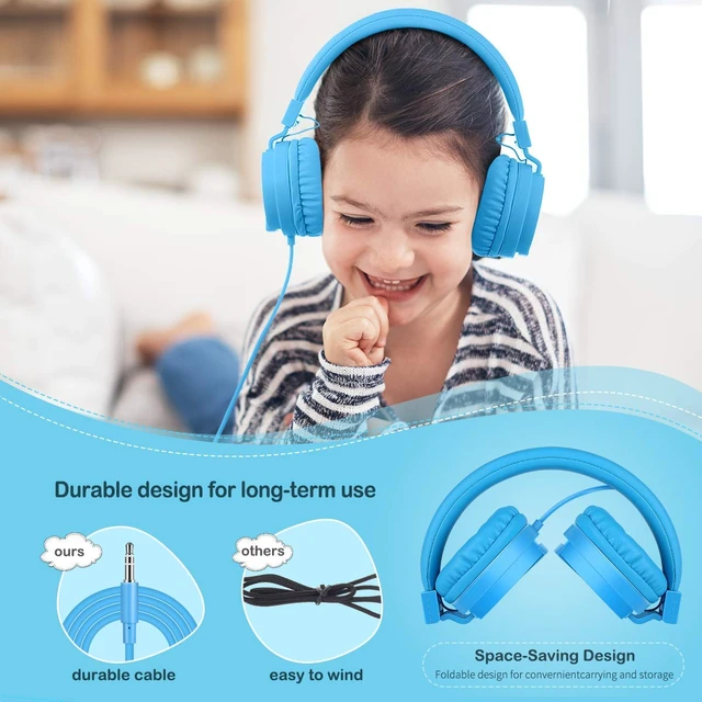 Alt view image 5 of 7 - Kids Headphones, Lightweight Stereo Wired Children's Headsets for Kids Adults Adjustable Headband Toddler Headset for Smartphones Computer Pad Earphones