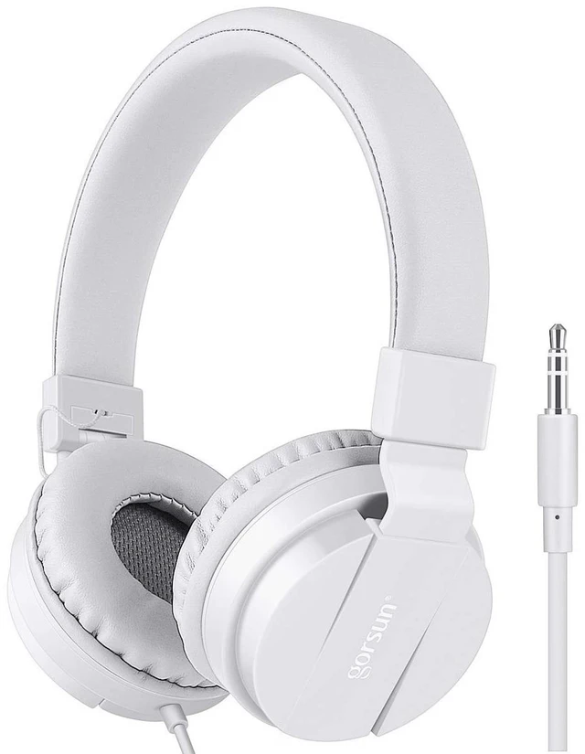 Main image of Kids Headphones, Lightweight Stereo Wired Toddler HeadphonesAdjustable Headband Children's Headset for Smartphones Computer Pad Earphones(White)