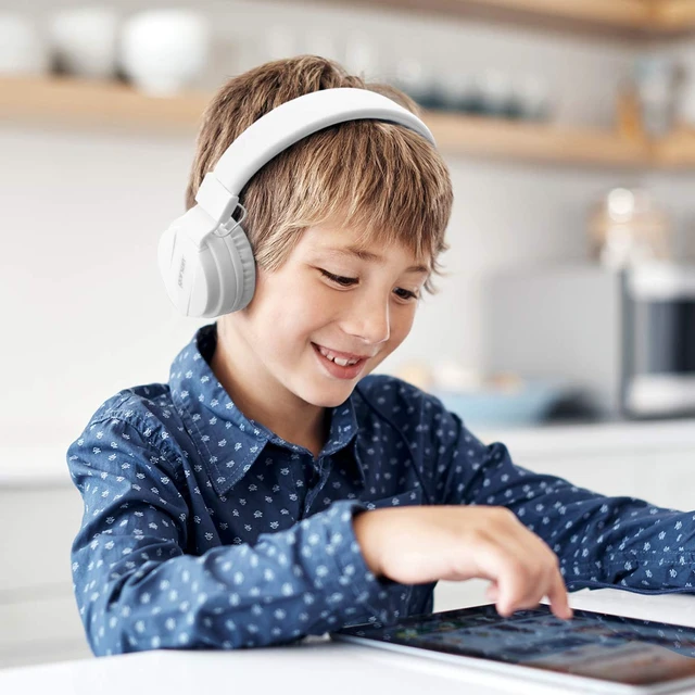 Alt view image 6 of 7 - Kids Headphones, Lightweight Stereo Wired Toddler HeadphonesAdjustable Headband Children's Headset for Smartphones Computer Pad Earphones(White)