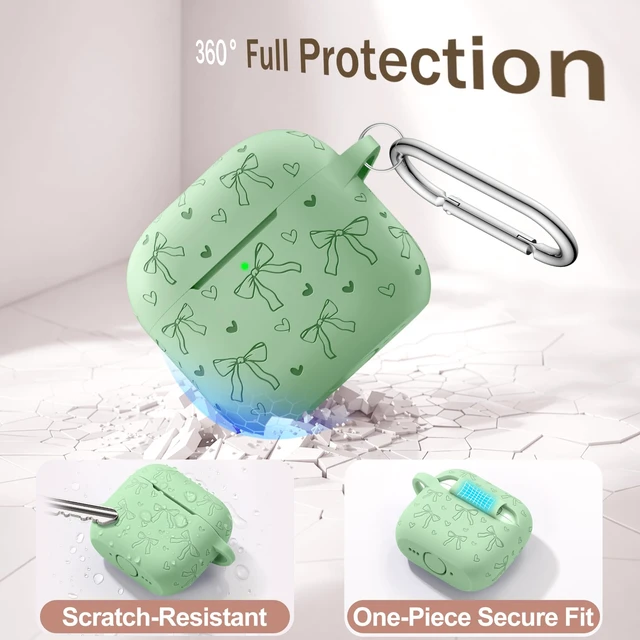 Alt view image 3 of 7 - for Airpods 5 Case & Airpods 4 Cute Case Cover with Cleaner Kit Engraved Soft Silicone Protective Case for AirPods 4 & AirPods 5 with Flower Charm Keychain, Carabiner for Girly Women Men