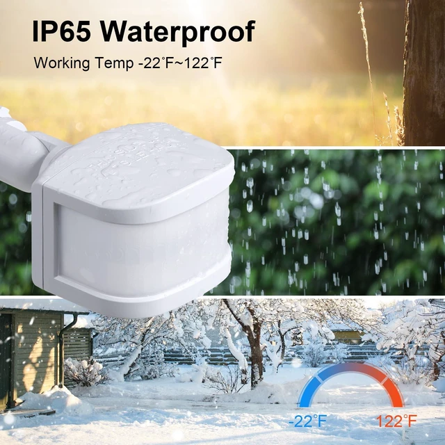Alt view image 6 of 7 - 2 Pack 240-Degree Replacement Motion Sensor, Adjustable LUX(5-300) & Time & Detection Sensitivity Up to 60 Feet Range, 3 Working Modes Outdoor Motion Detector for Security Floodlight, White