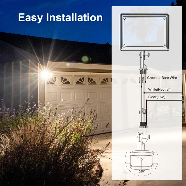 Alt view image 7 of 7 - 2 Pack 240-Degree Replacement Motion Sensor, Adjustable LUX(5-300) & Time & Detection Sensitivity Up to 60 Feet Range, 3 Working Modes Outdoor Motion Detector for Security Floodlight, White