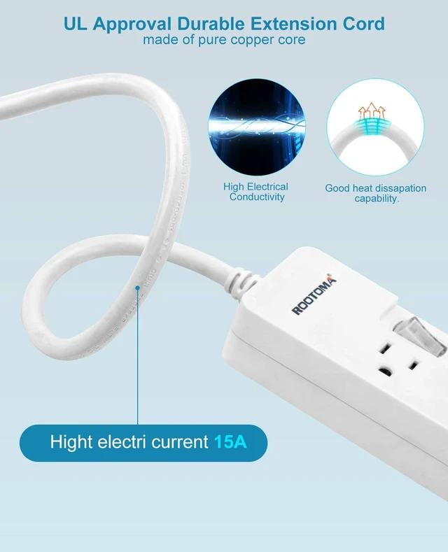 Alt view image 4 of 7 - Power Strip Surge Protector with Individual Switches,6-Foot 14AWG Long Extension Cord 1875W/15A Wall Mount for Office Dorm Home Theatre (6outlets-6ft)