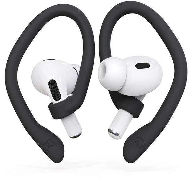 Main image of Ear Hooks 2 Pairs for AirPods Pro 2 & 1, AirPods 4 & 3, Anti-Slip Comfortable Fit, Ergonomic Design, Accessories (Medium, Black)