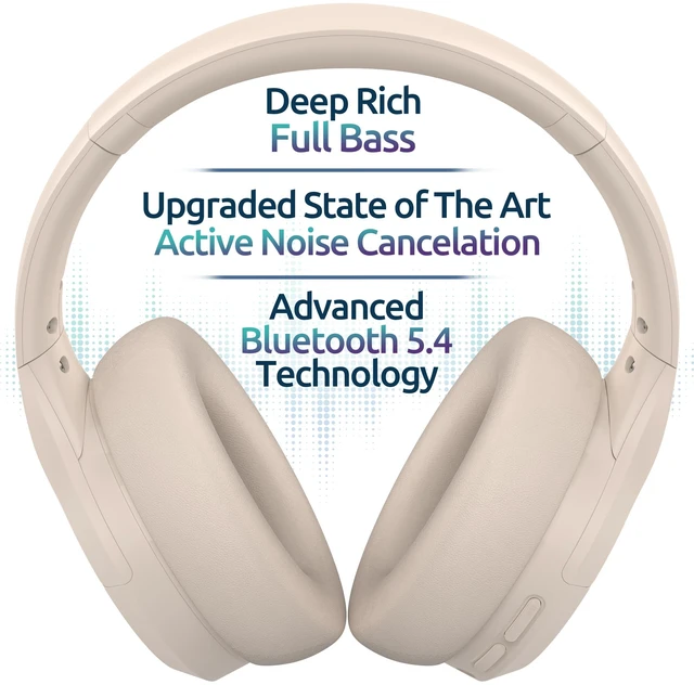 Alt view image 7 of 7 - ANC Wireless Bluetooth 5.4 Headset, ENC Built-in Mic for Clear Calls, Hi-res, Foldable, Breathable Over Ear Comfort, Low Latency, Lightweight, 3.5 mm Audio Cable, Wired, for Cell Phones, Tablets, PCs