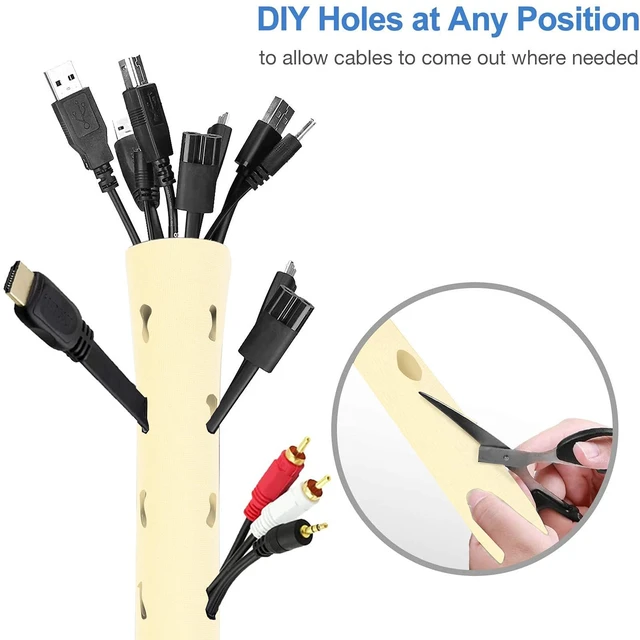 Alt view image 5 of 6 - 4 Pack Cable Management Sleeve, 19-20 Inches Cord Organizer System with Zipper for TV Computer Office Home Entertainment, Flexible Cable Sleeve Wrap Cover Wire Hider System -Beige