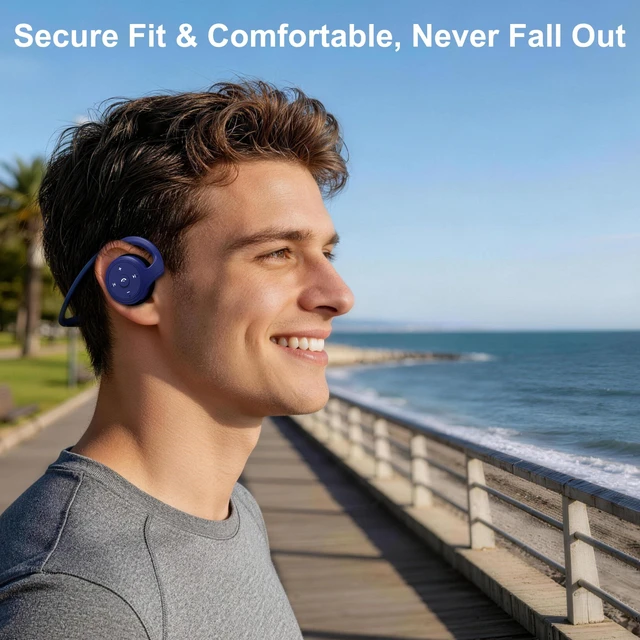 Alt view image 4 of 7 - Behind The Head Headphones, Wrap Around Head Small Bluetooth Headphones Lightweight Foldable Wireless Sports Sweatproof Headset with Microphone & Carrying Case
