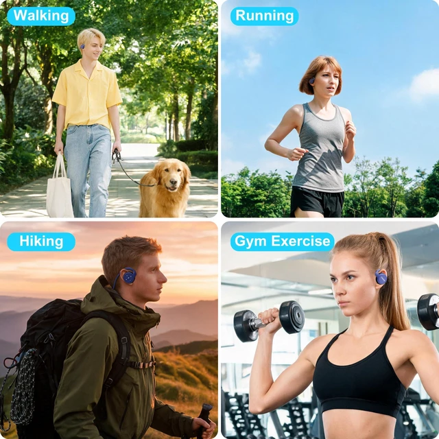 Alt view image 6 of 7 - Behind The Head Headphones, Wrap Around Head Small Bluetooth Headphones Lightweight Foldable Wireless Sports Sweatproof Headset with Microphone & Carrying Case