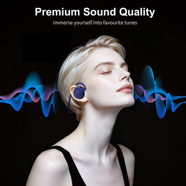 Alt view image 7 of 7 - Behind The Head Headphones, Wrap Around Head Small Bluetooth Headphones Lightweight Foldable Wireless Sports Sweatproof Headset with Microphone & Carrying Case