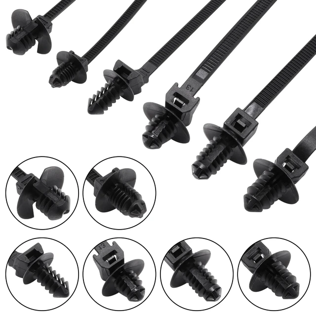 Alt view image 7 of 7 - 240 PCS Push Mount Zip Ties, Nylon Car Mount Wire Ties Snap in Cable Zip Ties, Black Push Mount Cable Ties Automotive Zip Ties Fastener Wire Harness Clips for Wire Tying (6-Types)