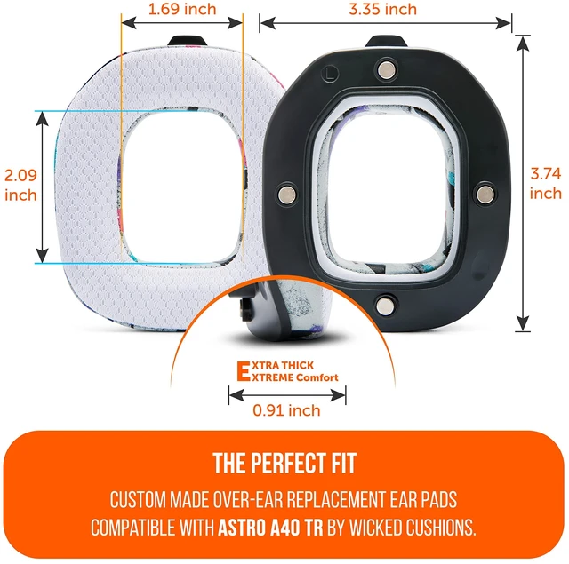 Alt view image 3 of 6 - Freeze A40 - Hybrid Fabric Cooling Gel Earpads for Astro A40 TR Made by Wicked Cushions Improved Durability, Thickness & Sound Isolation 90s White