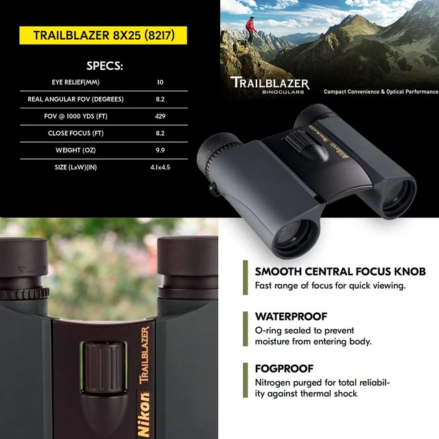 Alt view image 7 of 7 - Trailblazer 8x25mm ATB Binoculars - Compact, Waterproof & Fogproof, Bright Multilayer-Coated Optics, Roof Prism - All-Terrain Outdoor Wildlife Viewing & Birdwatching Binoculars (8217)
