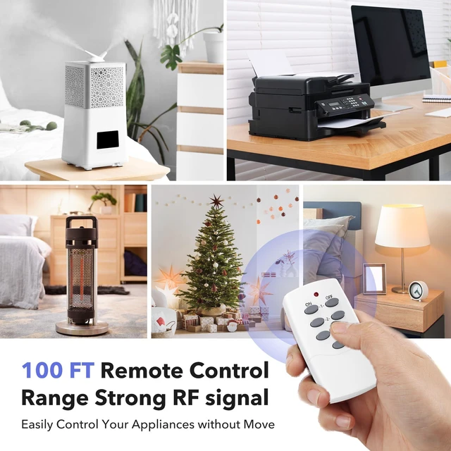 Alt view image 6 of 7 - Remote Control Power Strip with 3 Independent Outlets, 3 USBs 20W USB-C, 3.9Ft Extension Cord, 15A/1875W Overload, Protection for Home Office