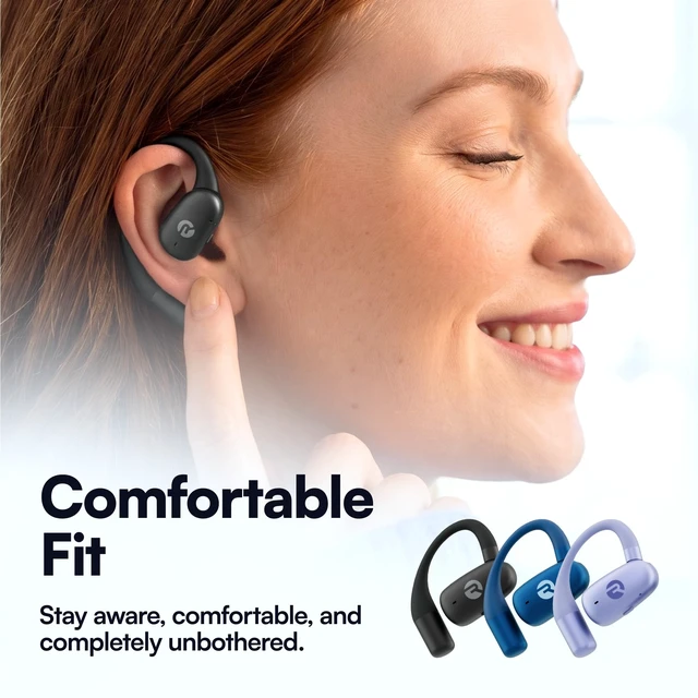 Alt view image 6 of 7 - Everyday Open Ear Earbuds, Dual Mic, 40H, Black IPX5 Water Resistant; Adjustable Earhook; Bluetooth 6.0; Open-Ear Design; Lightweight; Running/Cycling/Commuting