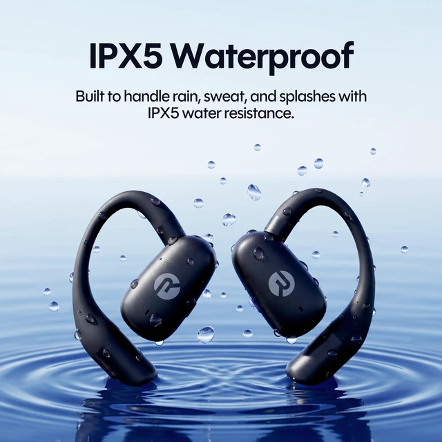 Alt view image 7 of 7 - Everyday Open Ear Earbuds, Dual Mic, 40H, Black IPX5 Water Resistant; Adjustable Earhook; Bluetooth 6.0; Open-Ear Design; Lightweight; Running/Cycling/Commuting