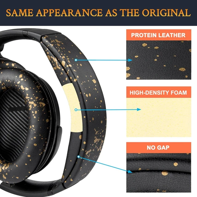 Alt view image 3 of 7 - Headband for Bose QC35 & QuietComfort 35 II (QC35 ii) Headphones, Replacement Headstrap Pad Repair Part (Black Gold)
