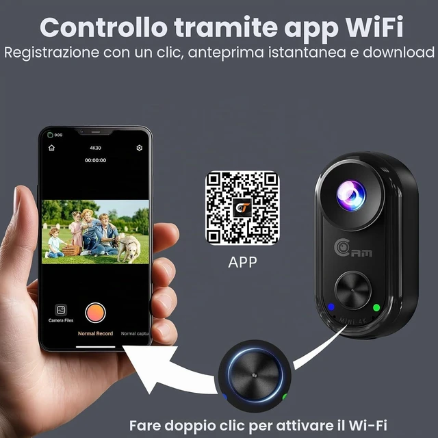 Alt view image 4 of 7 - 4K Mini Body Camera with WiFi & Magnetic Mount, Thumb Size Wearable POV Camera 6-Axis EIS, 40M Waterproof Action Cam 20MP, Hands-Free Recording for TikTok YouTube Vlog Motorcycle Helmet