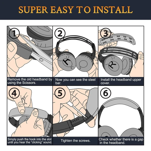 Alt view image 4 of 4 - Headband for Bose QC35 & QuietComfort 35 II (QC35 ii) Headphones, Replacement Headstrap Pad Repair Part (Orange)