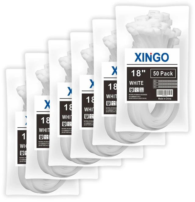 Main image of 18 inch White Large Zip Ties Heavy Duty 300 Pack, 330 LBS Ultra Exclusive Strong Plastic Wire Ties, Large Cable Ties Extra Long Tie Wraps For Indoor and Outdoor Use