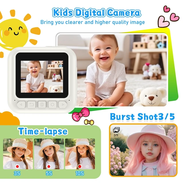 Alt view image 3 of 7 - Kids Camera for Boys, Instant Print Camera with 1080P Video 32GB Card Blue Kids Christmas Birthday Gifts, Children Digital Camera with Game, Music Player, Portable Toys for 3-10 Year Old Boys