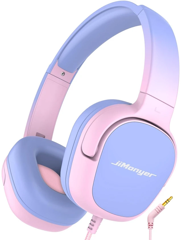 Main image of Kids Headphones with Safe Volume Limited for School (PinkGradient) 3.5mm Wired, Foldable, Stereo Sound On-Ear Headset for iPad Computer Boys Girls