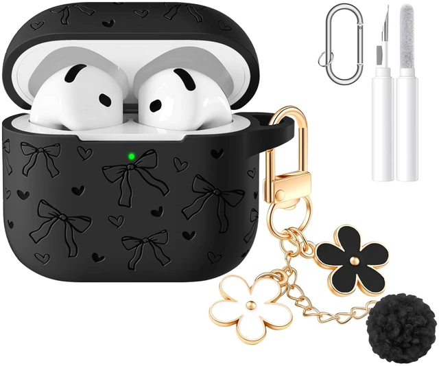 Main image of for Airpods 5 Case & Airpods 4 Cute Case Cover with Cleaner Kit Engraved Soft Silicone Protective Case for AirPods 4 & AirPods 5 with Flower Charm Keychain, Carabiner for Girly Women Men