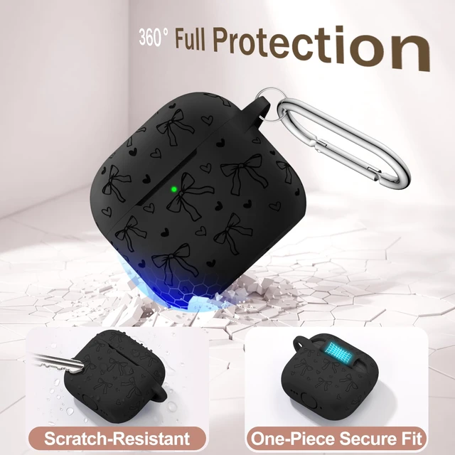 Alt view image 3 of 7 - for Airpods 5 Case & Airpods 4 Cute Case Cover with Cleaner Kit Engraved Soft Silicone Protective Case for AirPods 4 & AirPods 5 with Flower Charm Keychain, Carabiner for Girly Women Men