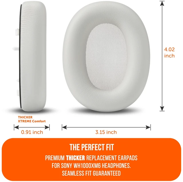 Alt view image 5 of 7 - PadZ XM6 XL - Extra Large Ear Pads for Sony WH-1000XM6 Made by Wicked Cushions Bigger Ear Opening, Enhanced Comfort & Sound Isolation Platinum Silver