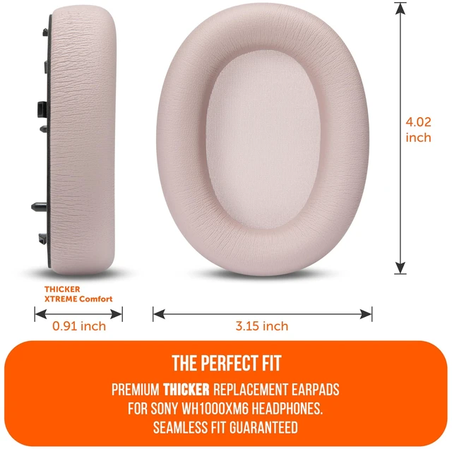Alt view image 5 of 7 - PadZ XM6 XL - Extra Large Ear Pads for Sony WH-1000XM6 Made by Wicked Cushions Bigger Ear Opening, Enhanced Comfort & Sound Isolation Sand Pink