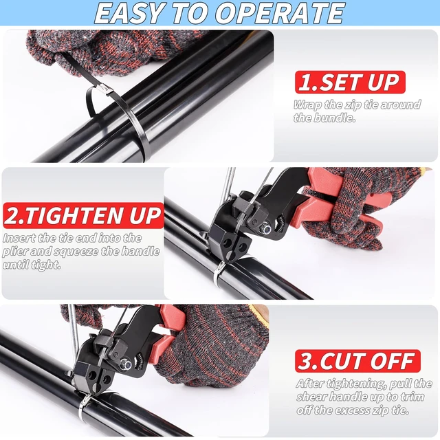 Alt view image 4 of 7 - 500PCS Metal Zip Ties, Silver Black 12 Inch Heavy Duty Metal Zip Ties, Multi-Purpose Self-Locking Cable Tie for Vehicles Farms Plants Fences Pipe Bundling