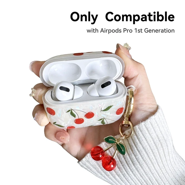 Alt view image 2 of 7 - Compatible with AirPods Pro Case (1st Generation), Cute Cherry Pretty Aesthetic AirPod Pro Case Cover with Cherry Keychain, Soft TPU Protective Shockproof Case for Women Girl