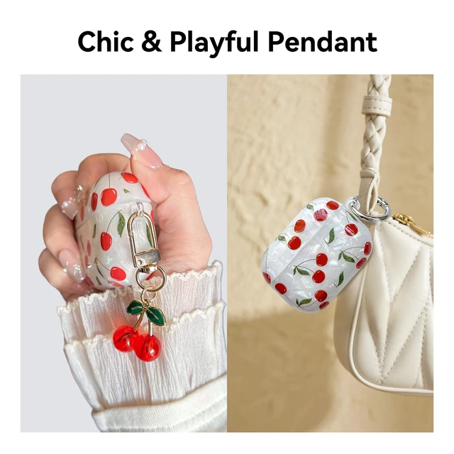 Alt view image 3 of 7 - Compatible with AirPods Pro 3 Case, Cute Pretty Aesthetic AirPod Pro 3 Case Cover with Cherry Keychain, Premium TPU Protective Shockproof Case for Women Girl