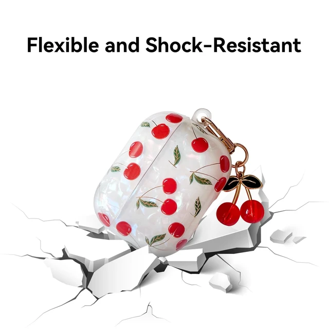 Alt view image 4 of 7 - Compatible with AirPods Pro 3 Case, Cute Pretty Aesthetic AirPod Pro 3 Case Cover with Cherry Keychain, Premium TPU Protective Shockproof Case for Women Girl