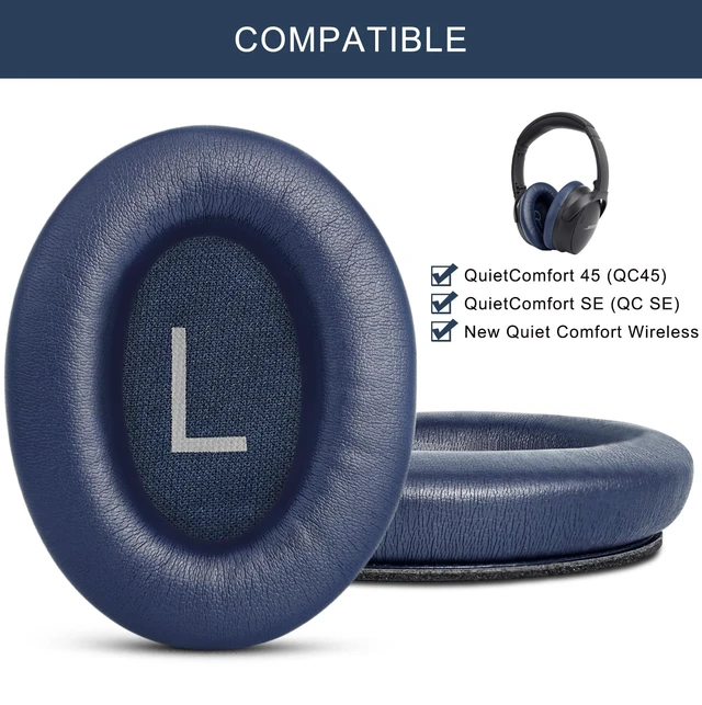 Alt view image 2 of 7 - Ear Pads Replacement for Bose QuietComfort 45 (QC45) - Earpad Cushions for QuietComfort SE (QC SE) Wireless Over-Ear Headphones with Protein Leather Noise Isolation Memory Foam (Midnight Blue)