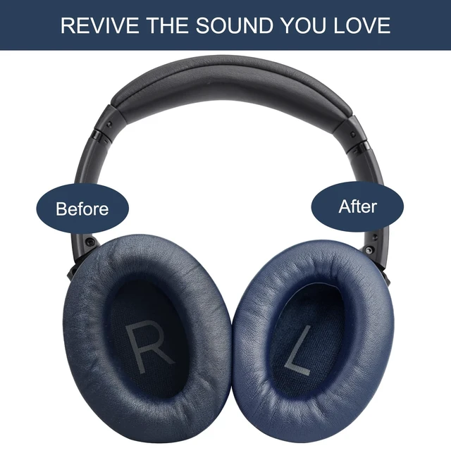 Alt view image 5 of 7 - Ear Pads Replacement for Bose QuietComfort 45 (QC45) - Earpad Cushions for QuietComfort SE (QC SE) Wireless Over-Ear Headphones with Protein Leather Noise Isolation Memory Foam (Midnight Blue)