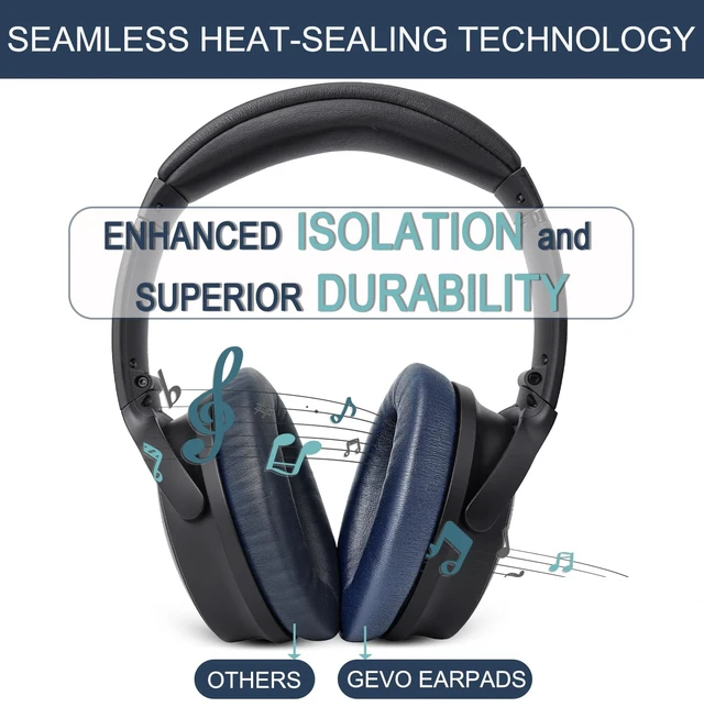 Alt view image 4 of 7 - Ear Pads Replacement for Bose QuietComfort 45 (QC45) - Earpad Cushions for QuietComfort SE (QC SE) Wireless Over-Ear Headphones with Protein Leather Noise Isolation Memory Foam (Midnight Blue)