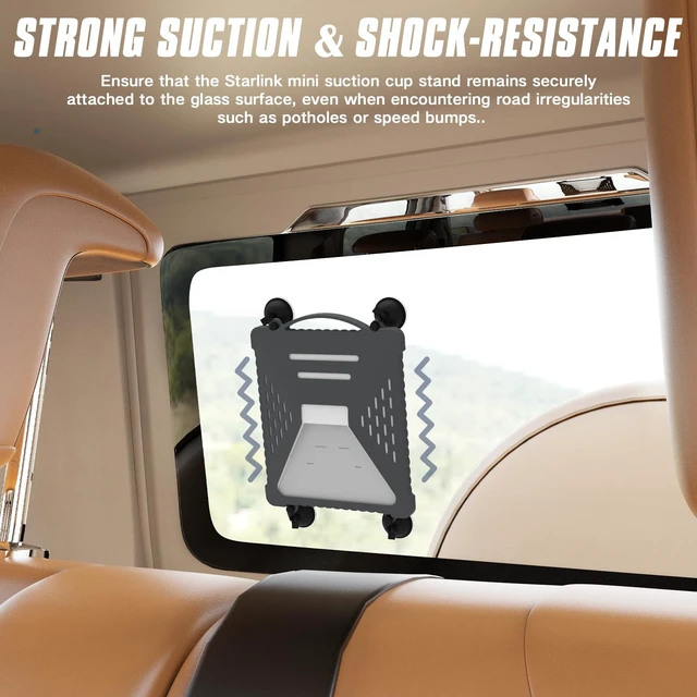 Alt view image 7 of 7 - ACOVE Suction Car Cup Mount for Starlink-Mini,2-in-1 Satellite Dish Mounts Protective Silicone Case & Strong Suction Cup Stable Satellite Signal with Hook & Handle for Car Window/RVs/Road Trips,Gery