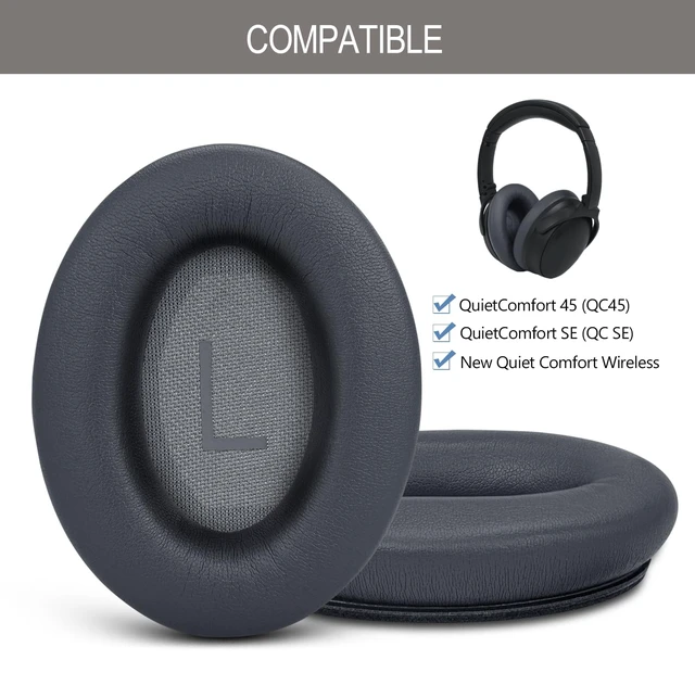 Alt view image 2 of 7 - Ear Pads Replacement for Bose QC45 & QC & SE & QC Wireless - Dark Grey for QuietComfort 45 & QuietComfort SE & Quiet Comfort Wireless with Premium Protein Leather, Noise Isolation Memory Foam