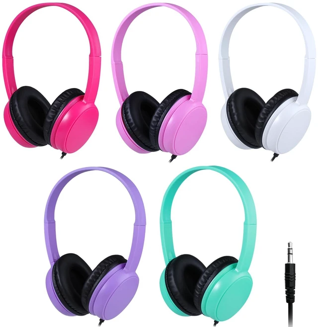 Main image of Classroom Headphones Bulk 5 Pack for Kids Student K-12, School On Ear Wired Headset, Durable Comfy Swivel Earphones for Computer Chromebook Laptop Library Airplane Travel(GS30, 5Mixed)