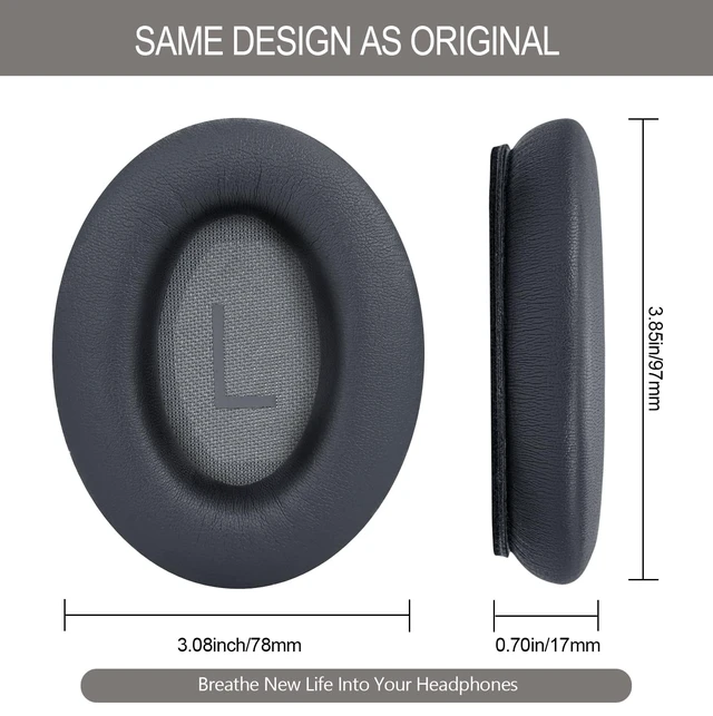 Alt view image 7 of 7 - Ear Pads Replacement for Bose QC45 & QC & SE & QC Wireless - Dark Grey for QuietComfort 45 & QuietComfort SE & Quiet Comfort Wireless with Premium Protein Leather, Noise Isolation Memory Foam