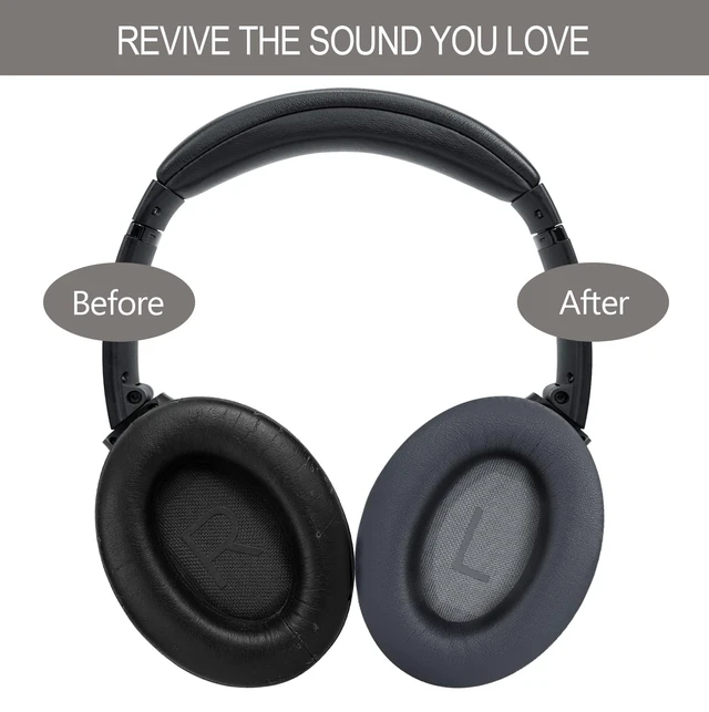 Alt view image 5 of 7 - Ear Pads Replacement for Bose QC45 & QC & SE & QC Wireless - Dark Grey for QuietComfort 45 & QuietComfort SE & Quiet Comfort Wireless with Premium Protein Leather, Noise Isolation Memory Foam
