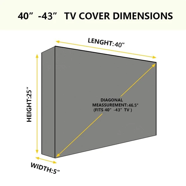 Alt view image 3 of 7 - Outdoor Waterproof TV Cover for 40 to 43 inches Flat Screen TV 600D Heavy Duty, Outside Flat TVs Screen Protector Cover, Size 40'' W x 25'' H x 5'' D