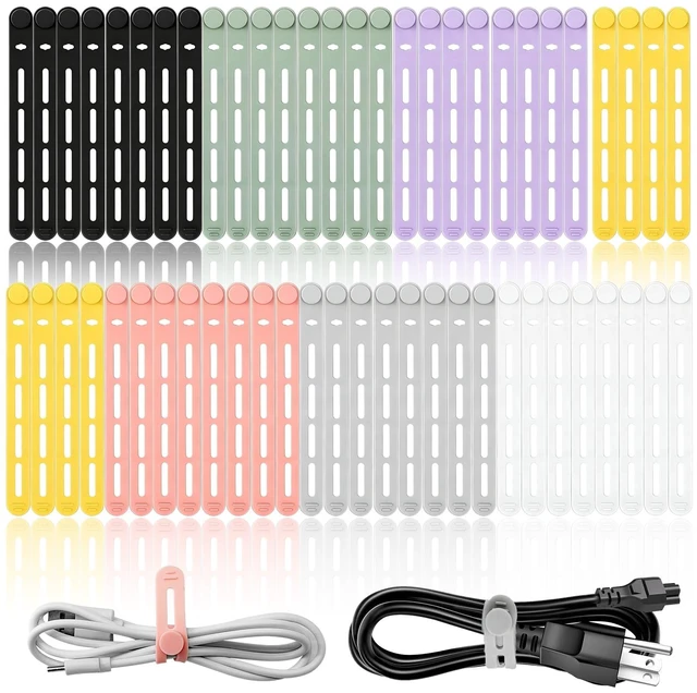 Main image of 56Pcs Silicone Cable Ties Reusable, Multipurpose Cable Management Organizer, Adjustable Fastening Cable Straps with Locking Buckles, High Elasticity Cord Organizer, Travel Essentials (5.2in, 7Colors)