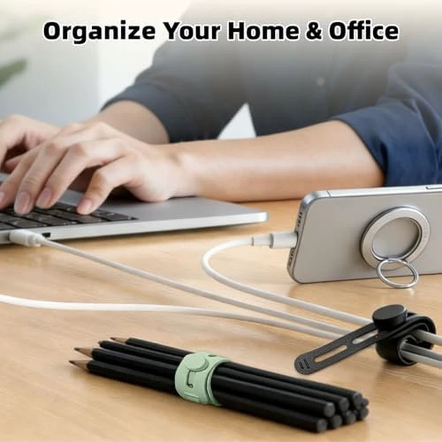 Alt view image 4 of 7 - 56Pcs Silicone Cable Ties Reusable, Multipurpose Cable Management Organizer, Adjustable Fastening Cable Straps with Locking Buckles, High Elasticity Cord Organizer, Travel Essentials (5.2in, 7Colors)