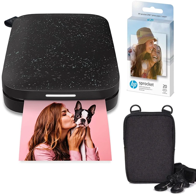 Main image of Sprocket Portable 2x3 Instant Photo Printer (Black Noir) Zink Paper Bundle